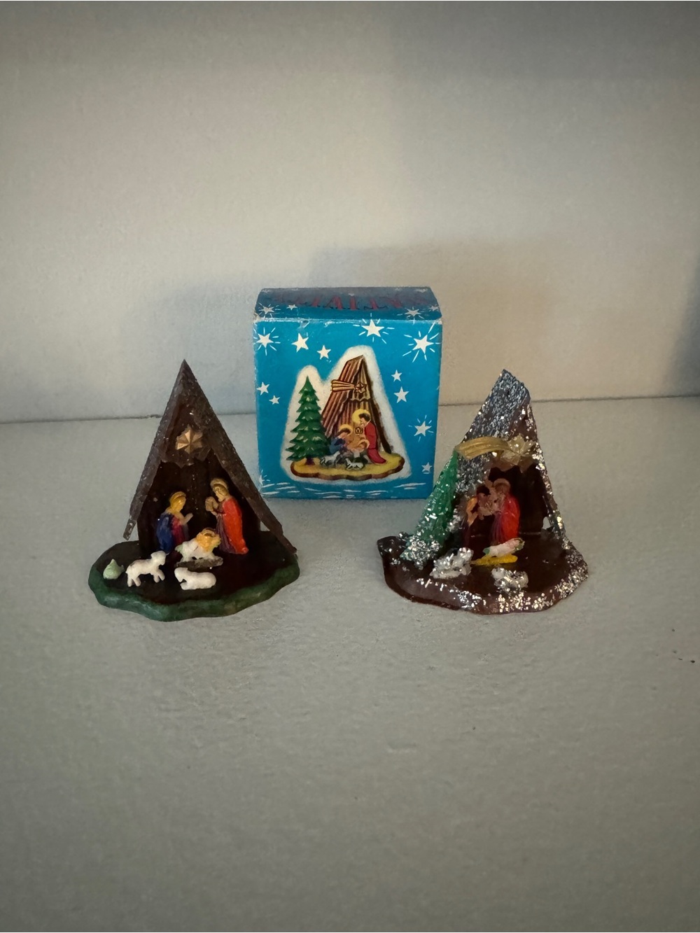 Vintage Plastic Nativity Hong Kong Miniature Sets Set of two